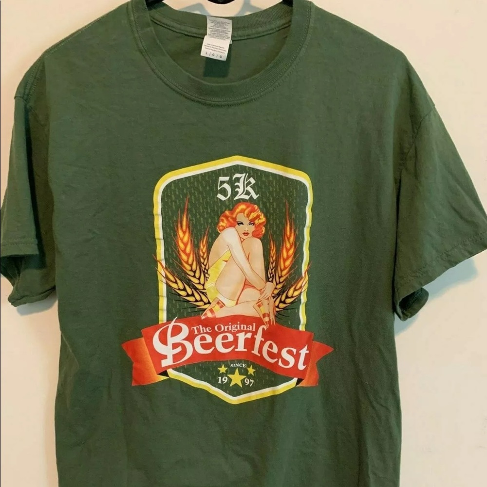 5K The Original Beerfest since 1997 t-shirt Green CannaVinus Wildside LARGE
